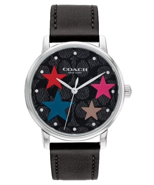 Coach Grand 14503847 Star Signature Black Dial Leather Strap 36MM