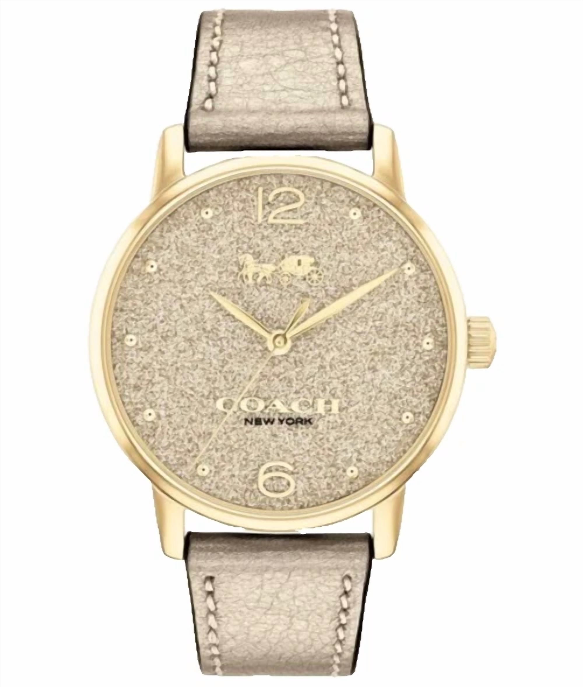 Coach Grand 14504432 Gold Logo Dial Leather Strap 36MM Womens