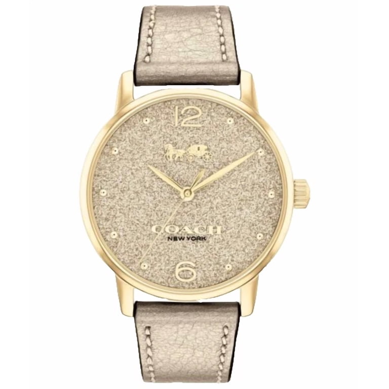 Coach Grand 14504432 Gold Logo Dial Leather Strap 36MM Womens