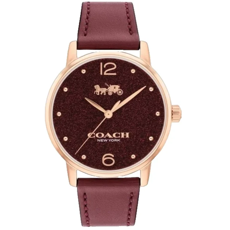 Coach Grand 14504434 Cranberry Logo Dial Leather Strap 36MM Womens