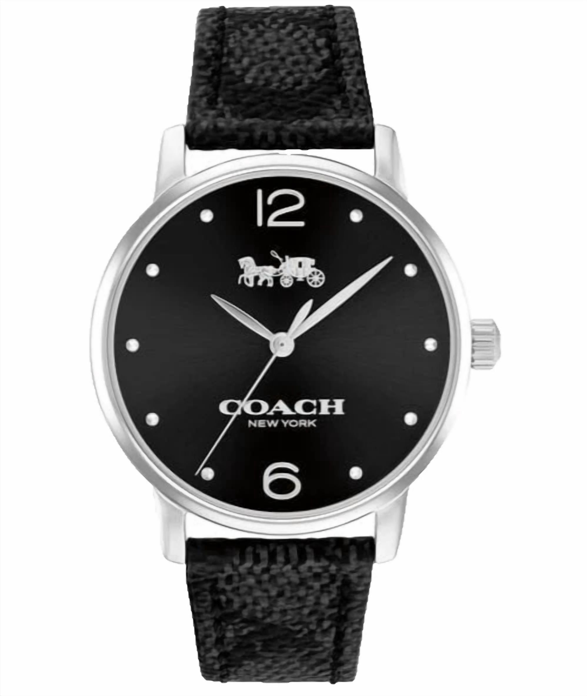 Coach Wrist Watch Ladies Analog Date Logo Silver-tone deBeer‎ Black Leather Band Coach Vintage Swiss Made Ladies Silver Tank Watch Black  main image 4