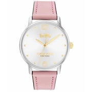 Coach Grand 14504436 Silver White Logo Dial Leather Strap 36MM Womens Watch