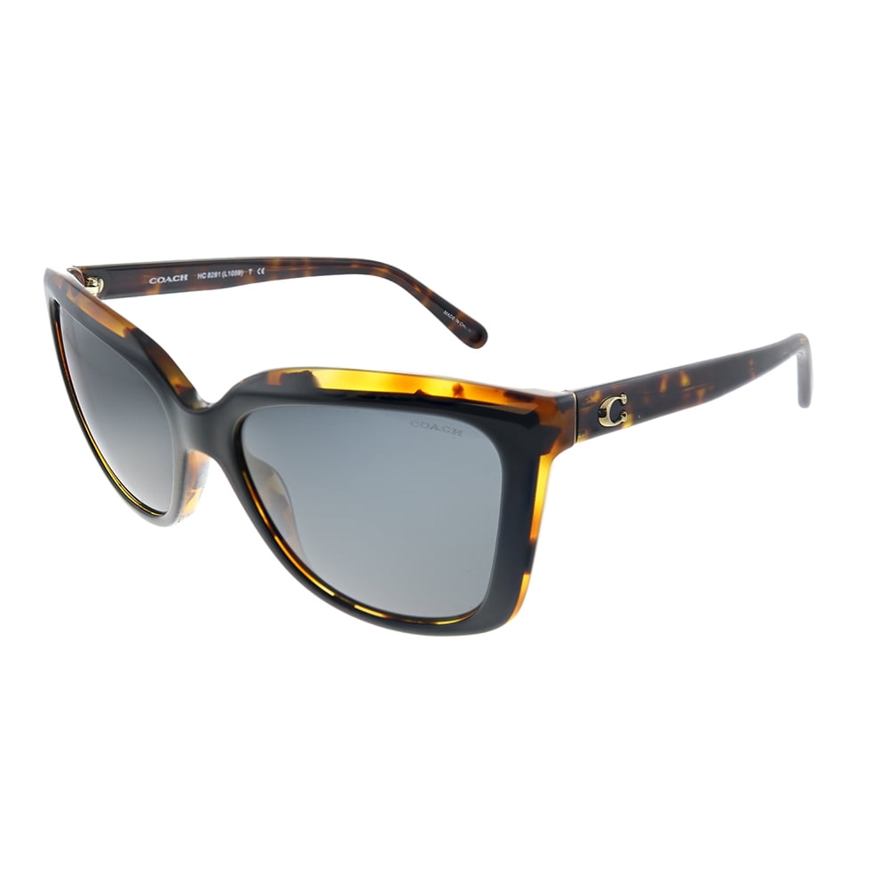 Coach HC 8261 Plastic Womens Square Sunglasses Black on Tortoise 56mm Adult