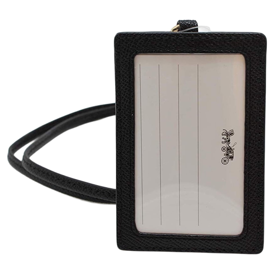 Coach ID Badge Lanyard w/ Card Slot in Crossgrain Leather - Black