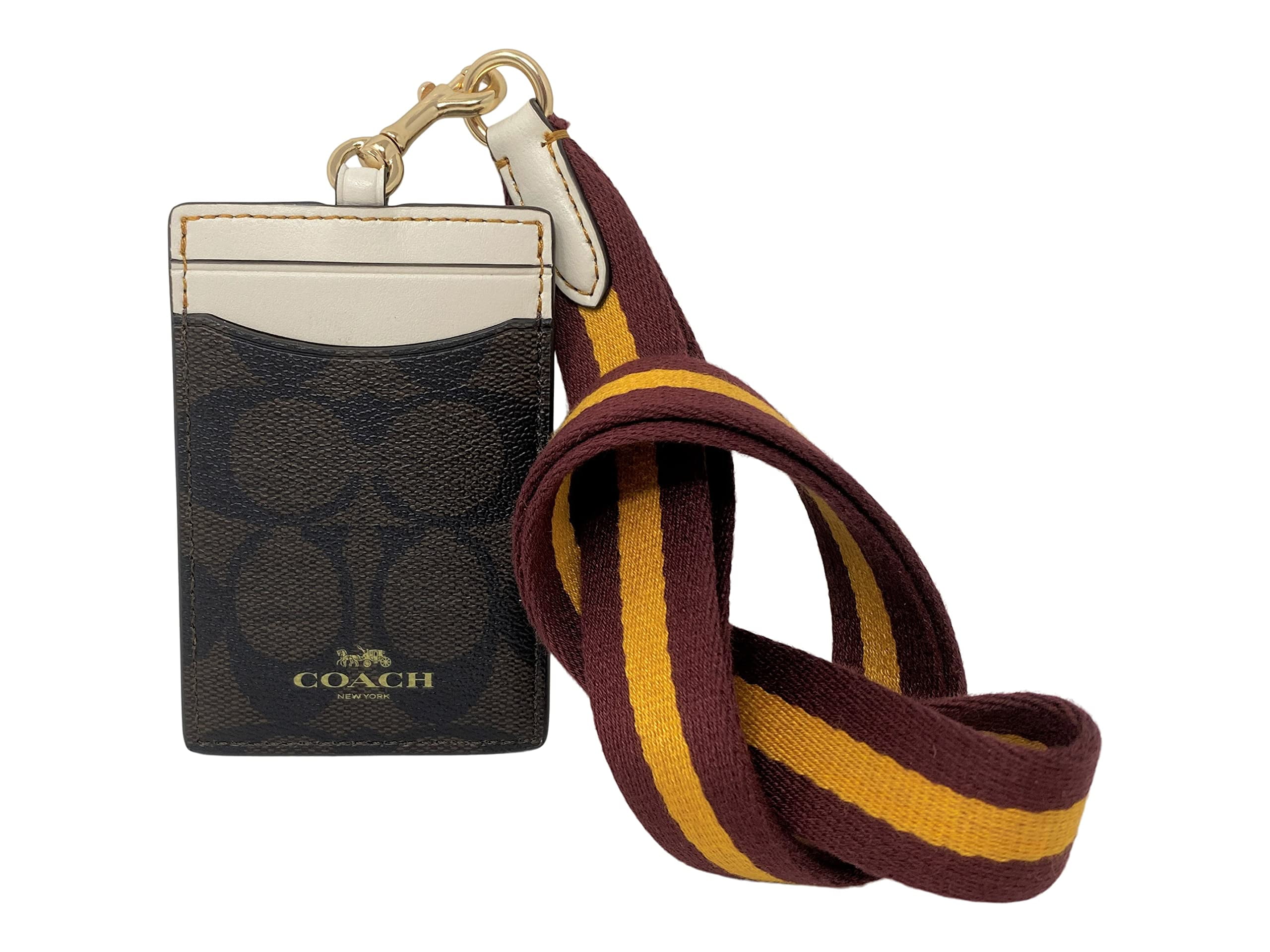 Coach Id Lanyard In Blocked Signature Canvas Style No. CB858