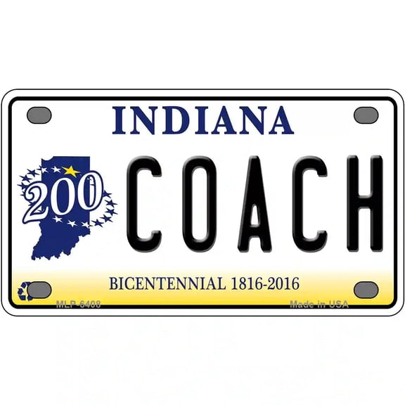 Coach Indiana Novelty Metal License Plate 4" x 2.2" Mini