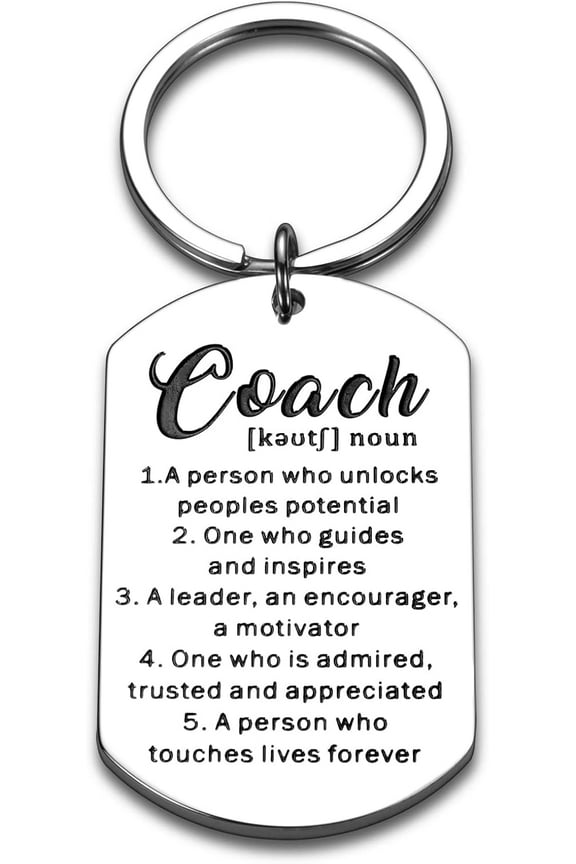 Coach Keychain - Thank You Gift for Soccer, Football, Baseball, Softball, Volleyball, Gym, Sports, Cross Country Running Coaches - Birthday, Christmas, Stocking Stuffer