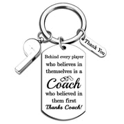 Coach Keychain for Women Men, Thank You Coach Gifts from Players, Sports Team Coach Appreciation Gift with Mini Whistle Charm, Basketball Soccer Softball Volleyball Coach Gift for End of Season