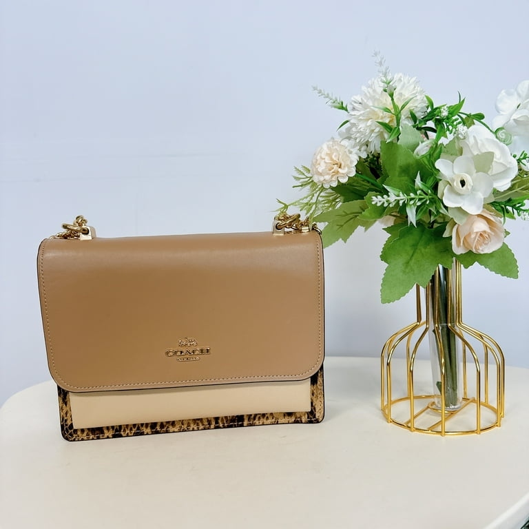 Coach Leather Klare Crossbody Handbag in Ivory Multi Snap Closure Purse Walmart