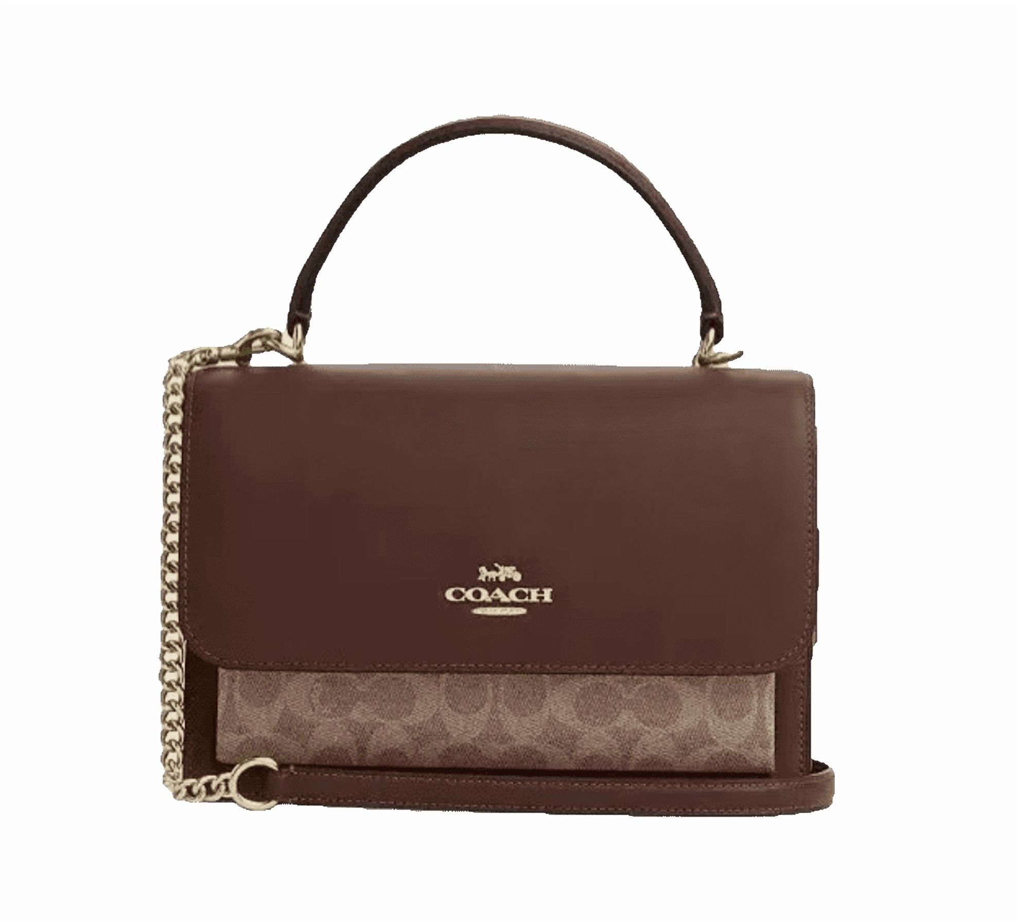 バッグ COACH Signature brown NWT Coach bag Signature Canvas & Leather Chain Khaki Brown