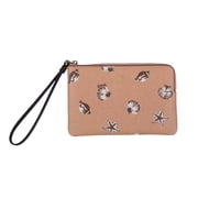 Coach Leather Corner Zip Wristlet Coral Shells