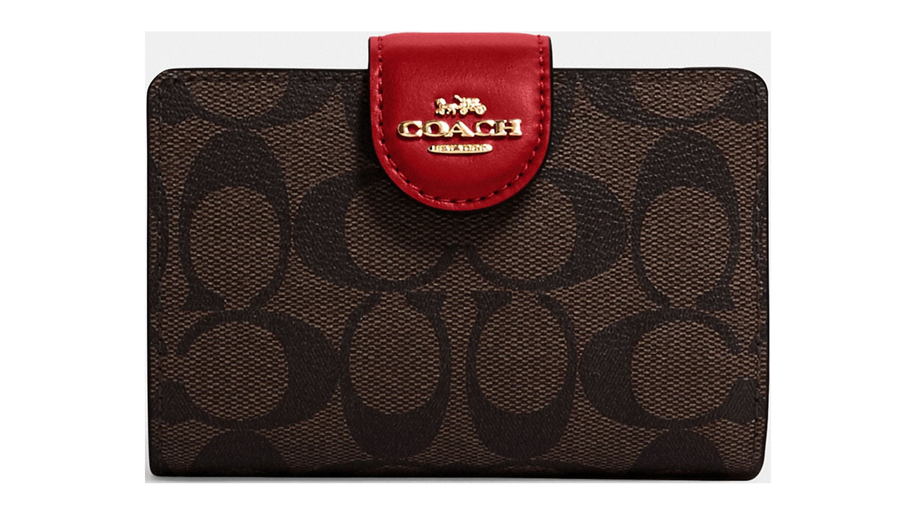 Coach, Bags, Nwt Coach Medium Corner Zip Wallet In Signature Canvas With  Heart Cherry Print