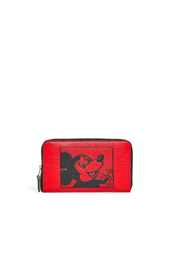 Women's Medium Id Zip Wallet in Pebbled Leather (Electric Red)