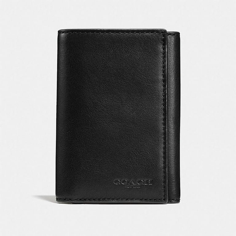 Coach Men F Trifold Leather Wallet Black
