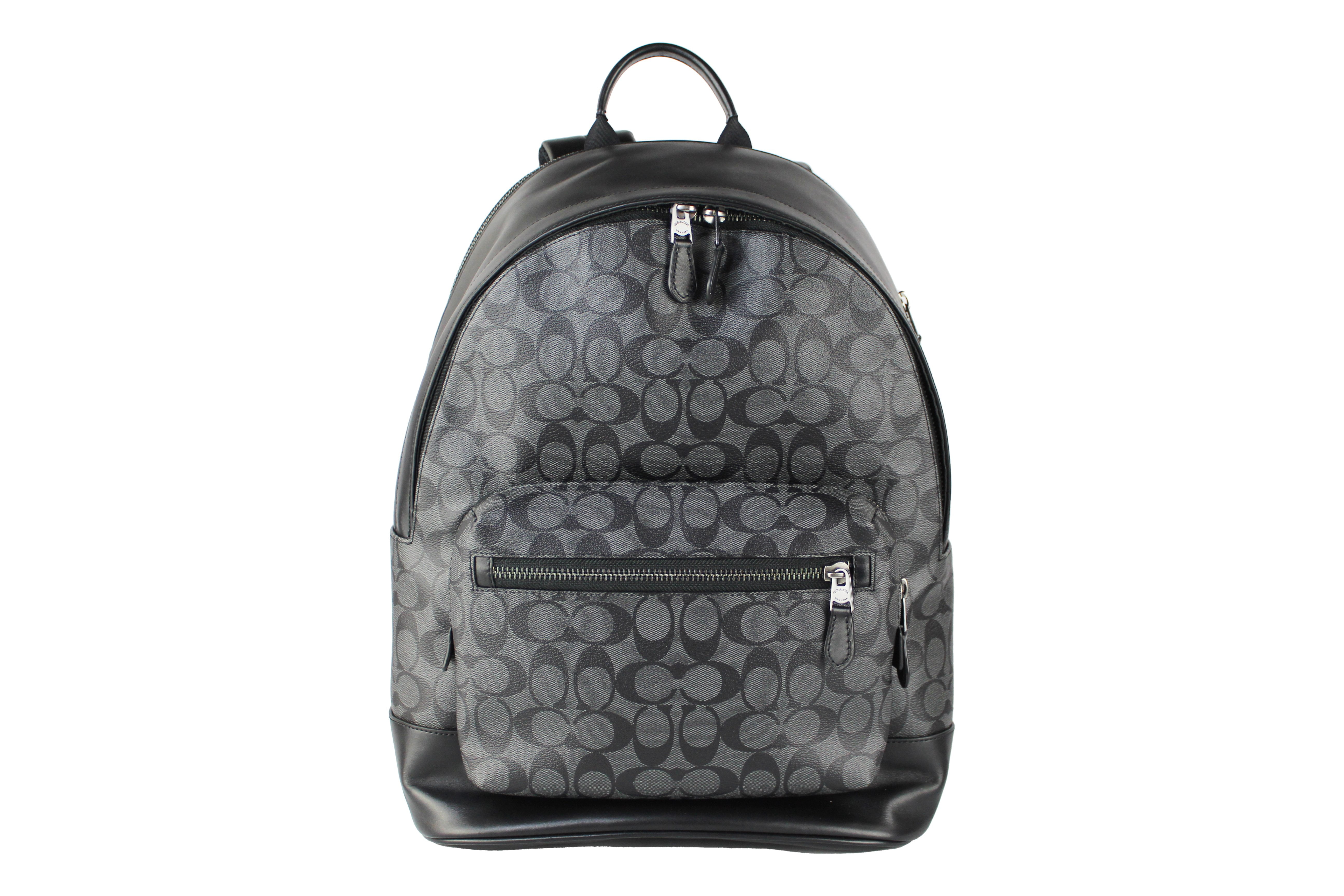 Coach Men's West Large Charcoal Black Signature Coated Canvas