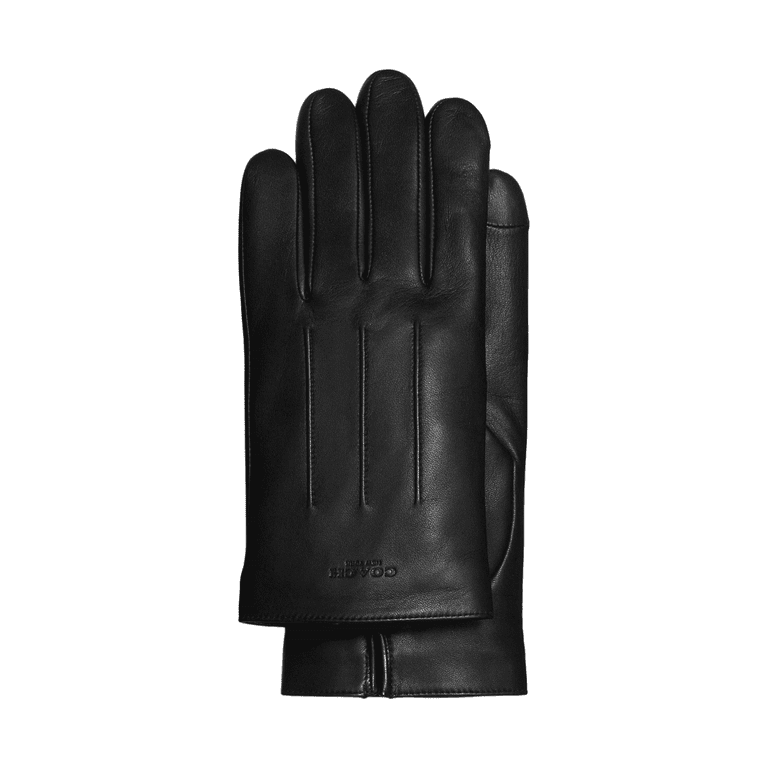 Coach Men's Basic Leather Gloves in Nappa Leather (Black, Medium