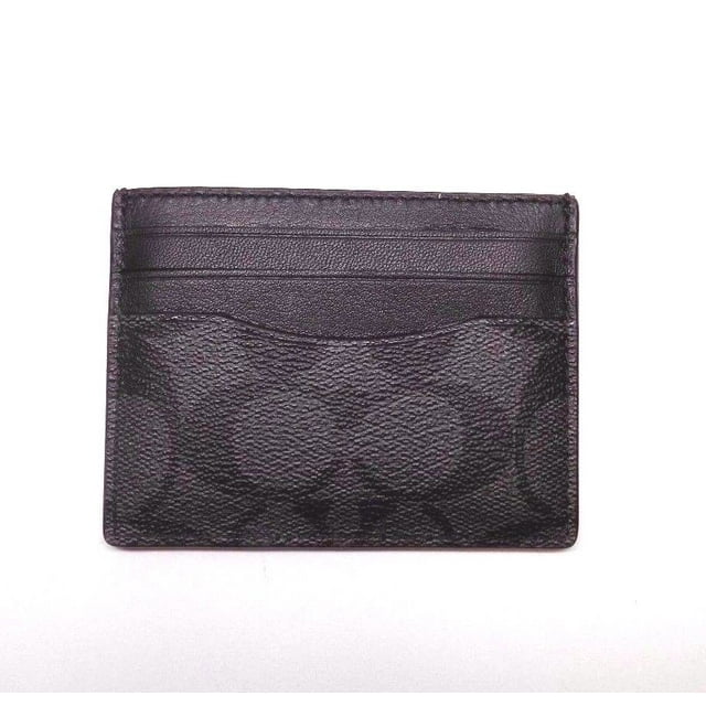 Coach Men`s Slim Id Card Case In Signature Canvas Charcoal Black