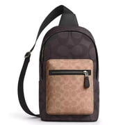 Coach Mens Sling Pack in Signature Canvas Walnut / Tan