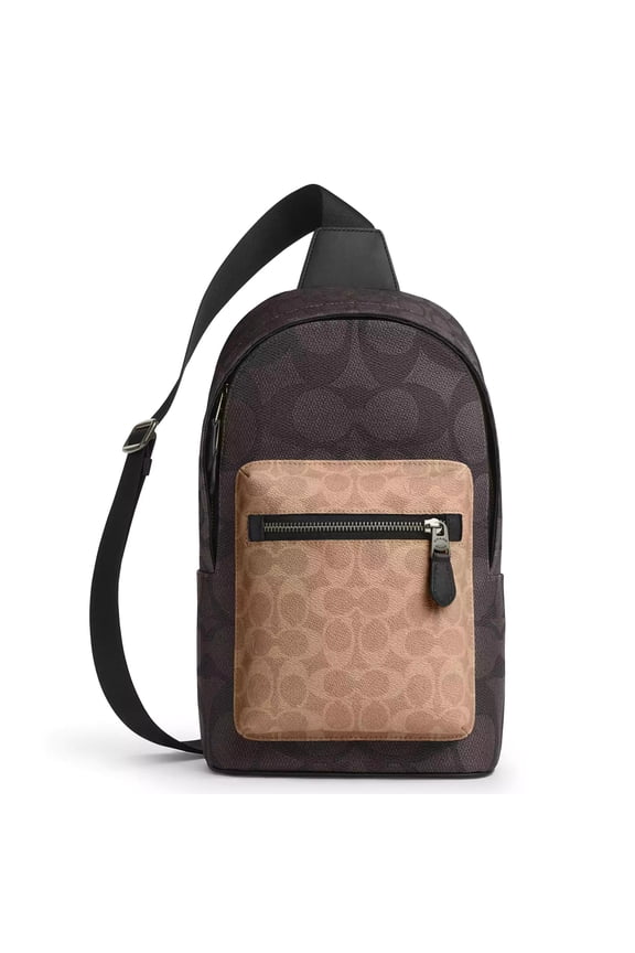 Men's Sling Pack in Signature Canvas (Walnut / Tan)