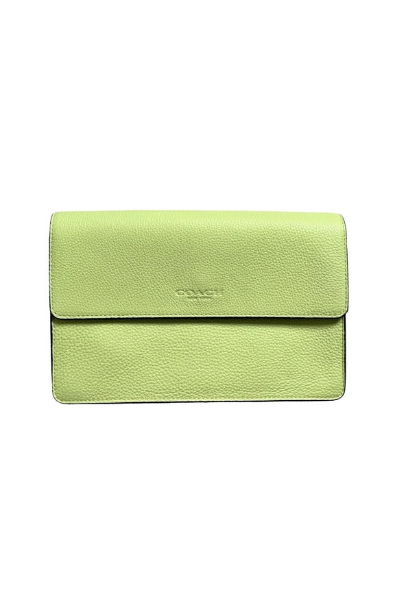 Men's Turner Leather Flap Crossbody Bag in Pale Lime Green