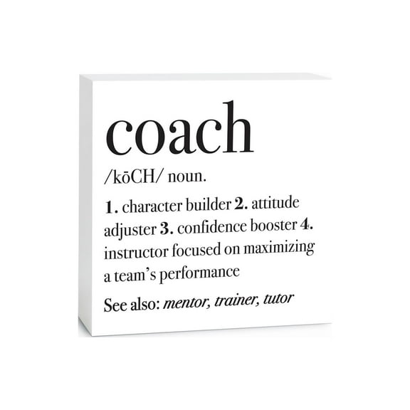 Coach Mentor Trainer Tutor Black Script 5 x 5 Wood Tabletop Sign Plaque