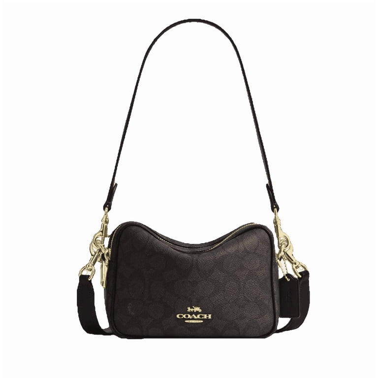 バッグ COACH handbag signature canvas black Coach Women's Mini Carey Crossbody Bag in Signature Canvas Gold
