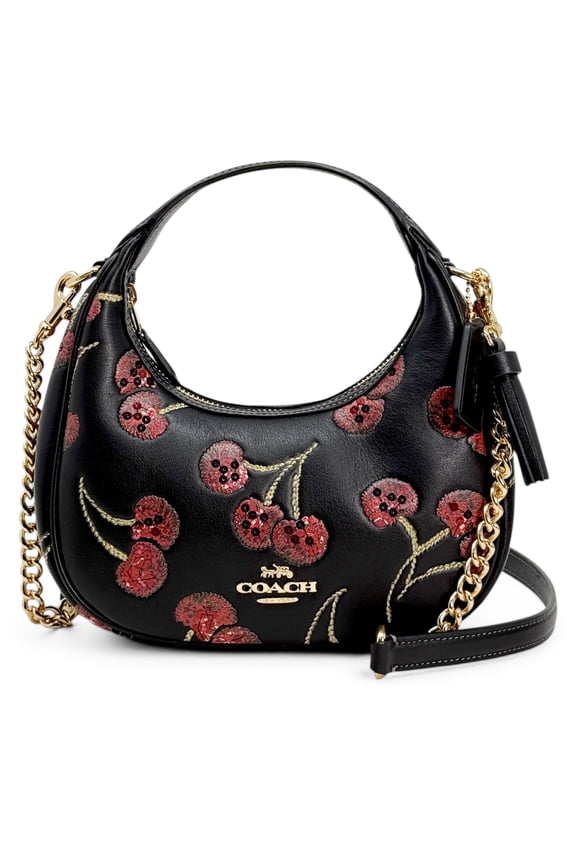 Women's Carmen Mini Crossbody Bag with Cherry Print (Black Multi)