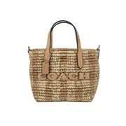 Coach Mini City Gingham Straw Tote Crossbody Bag