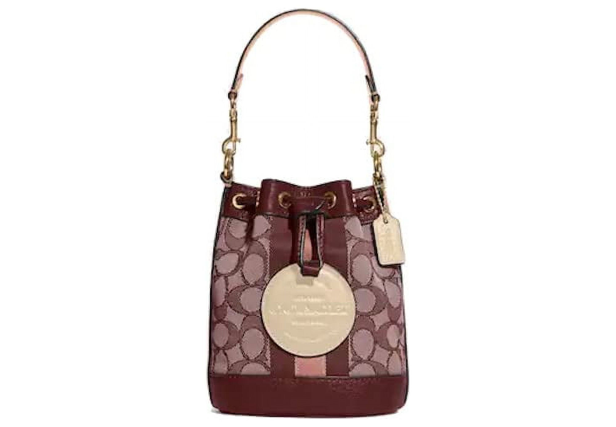 COACH ショルダーバッグ シグネチャー Mini Dempsey 巾着バッグ Coach Mini Dempsey Bucket Bag With Coach Patch (IM/Wine Multi