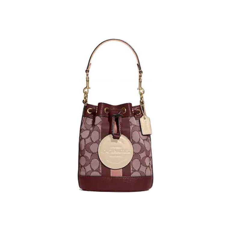 Coach Mini Dempsey Bucket Bag With Coach Patch (IM/Wine Multi