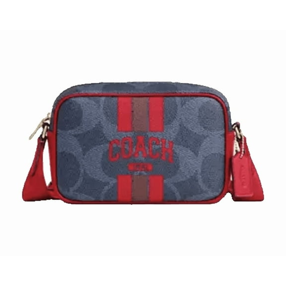 Coach Mini Jamie Camera Bag In Signature Canvas With Varsity Stripe