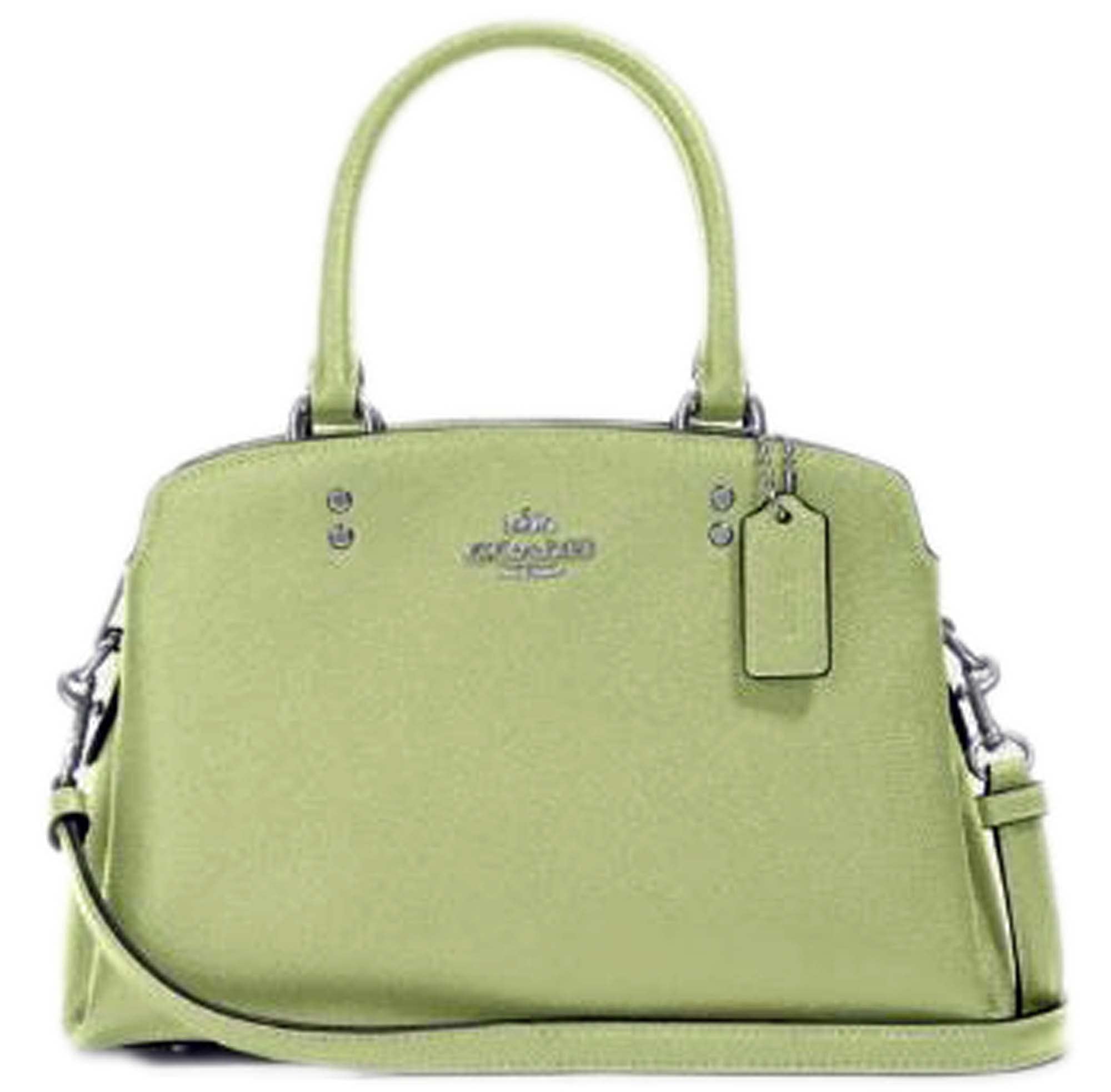 Coach Mini Lillie in Crossgrain Leather Carryall Crossbody Pale Lime