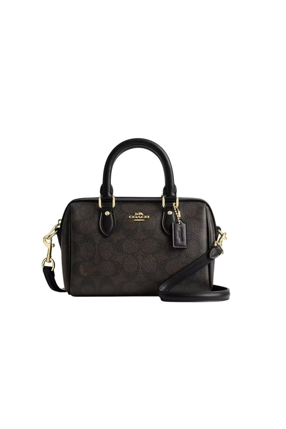 Mini Rowan Crossbody Bag In Signature Canvas (Walnut/Black)