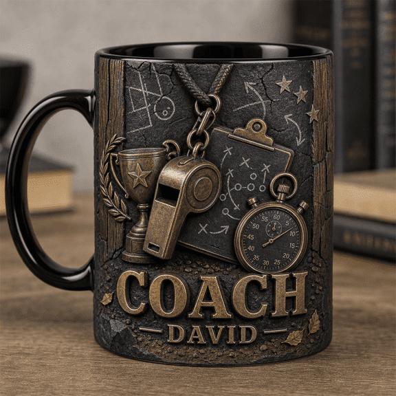 Coach Mug 3D Effect Personalized Coach Gift for Team Mentor, Custom Name Coffee Mug