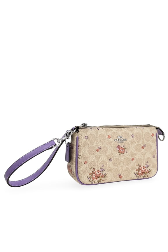 Women's Nolita Small Convertible Wristlet in Signature Canvas with Floral Print (Sand Multi)