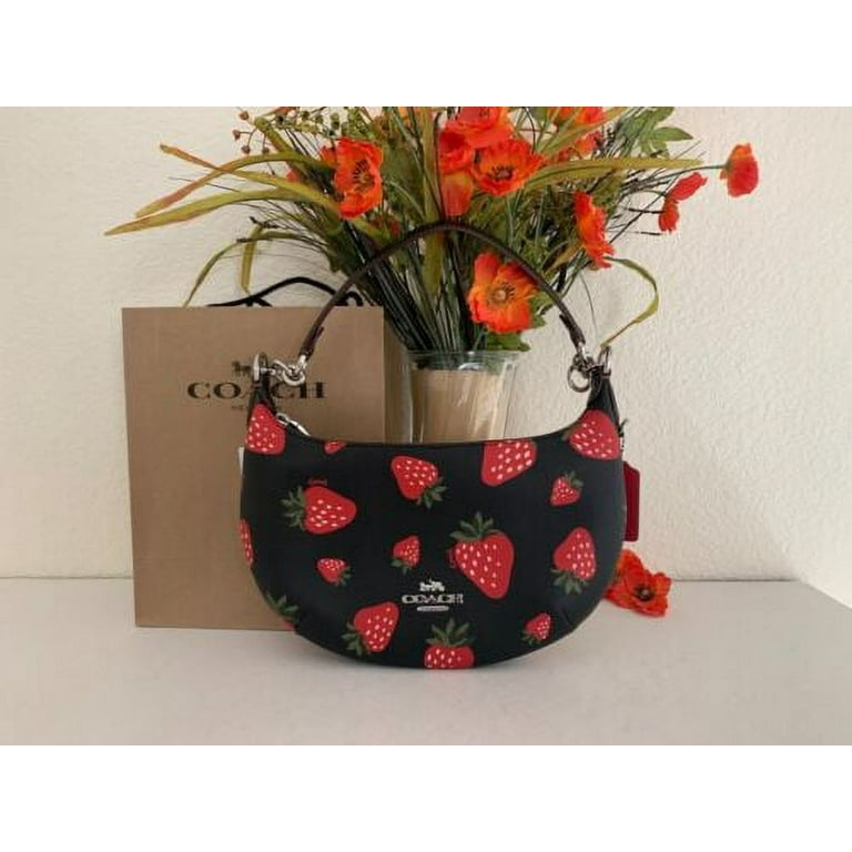 Coach Signature Design Payton Small Wild Strawberry Zip Top Coated