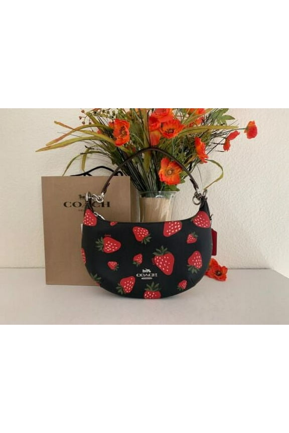 Coach Payton Small Wild Strawberry Coated Canvas Hobo Bag