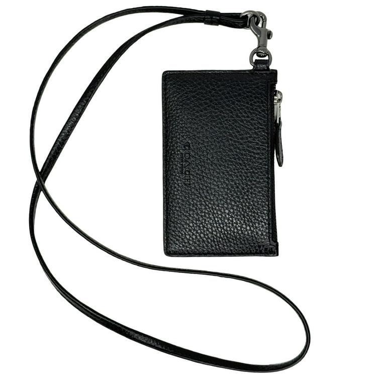 コーチ  ポシェット Coach Pebbled Leather Zip Lanyard Card Case (Black) - Walmart.com