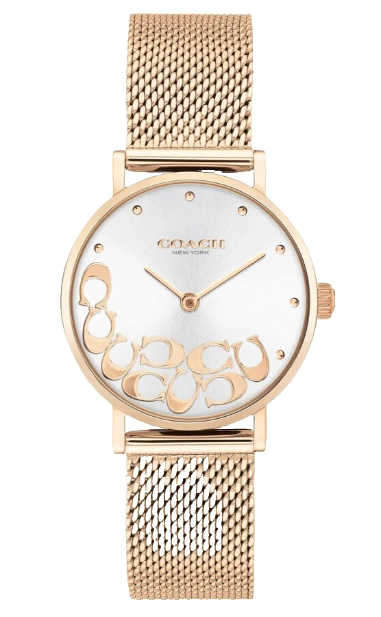 Coach Perry 14503857 Silver Dial Rose Gold Bracelet Quartz 36MM Womens ...