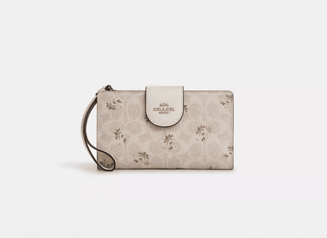 折りたたみ財布 [COACH] Phone Wallet In Signature Canvas With Floral Print Coach Phone Wallet In Signature Canvas With Floral Print