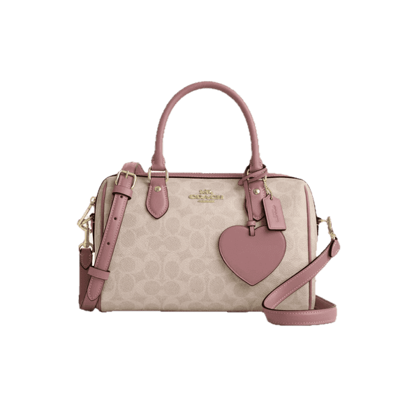 Coach Rowan Satchel Bag In Signature Canvas With Heart Charm