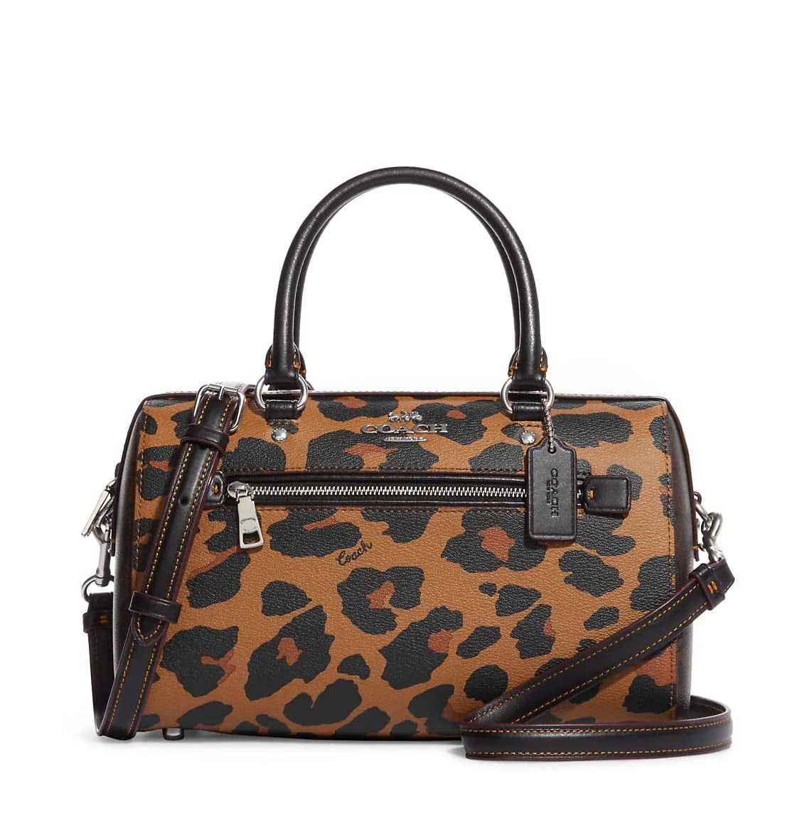 Coach Rowan Satchel In Leather Leopard Light Saddle Walmart