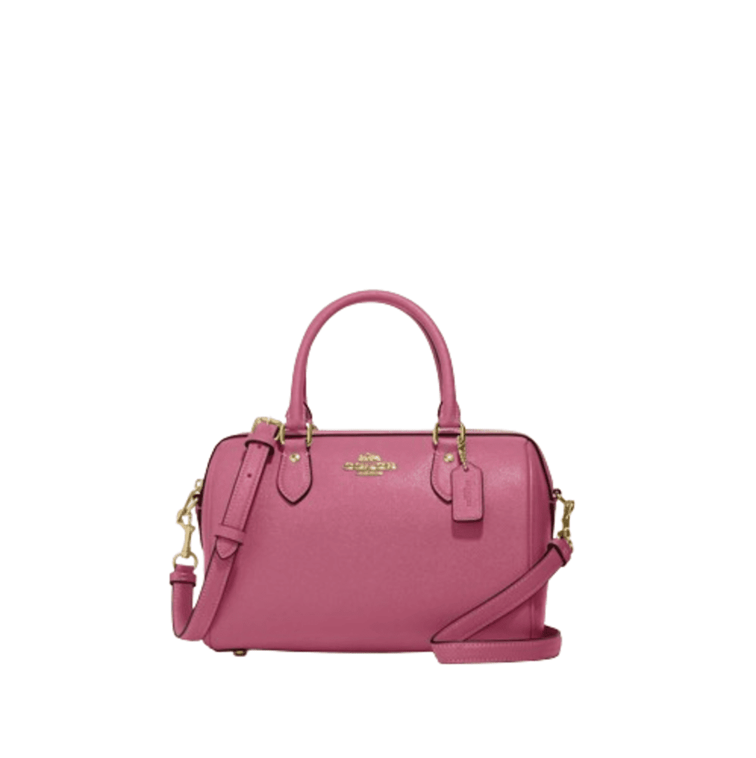 Coach Handbag Rowan Satchel in Petunia Crossgrain Leather with Detachable Strap Walmart