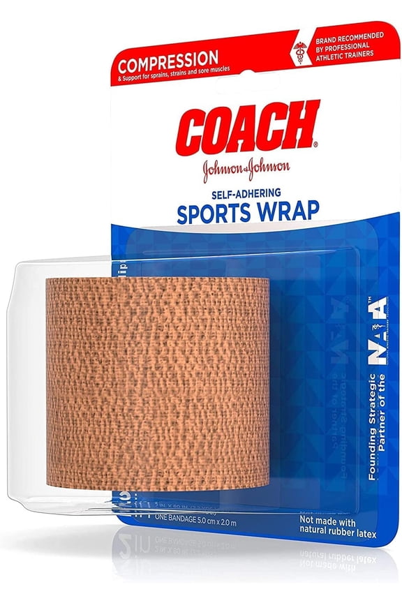 Self-Adhering Elastic Sports Compression Wrap, Elastic Bandage Helps Stabilize for Sprain, Strain & Joint Recovery, Support for Ankle, Wrist & Elbow, 2 in x 2.2 yd, Pack of 1, 1.6 OZ Per Pack