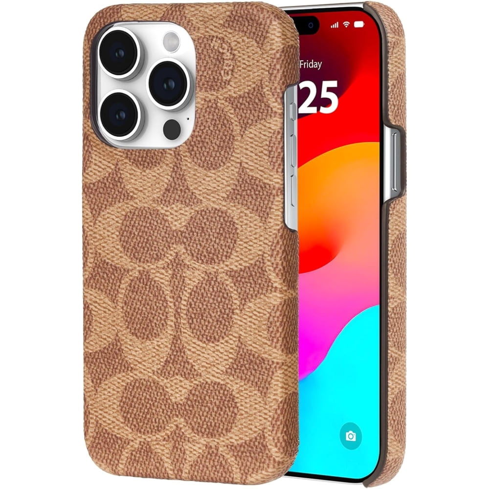 Coach Signature Canvas Slim Wrap iPhone 15 Pro Case, Tan