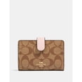 thumbnail image 1 of Coach Signature PVC Canvas Leather Medium Corner Zip Wallet, Khaki Blossom, 1 of 4