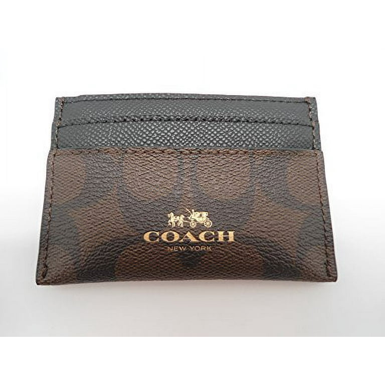 カードケース・名刺入れ COACH Signature PVC Card Case 63279 Coach Signature PVC Card Case Brown Black F63279IMAA8