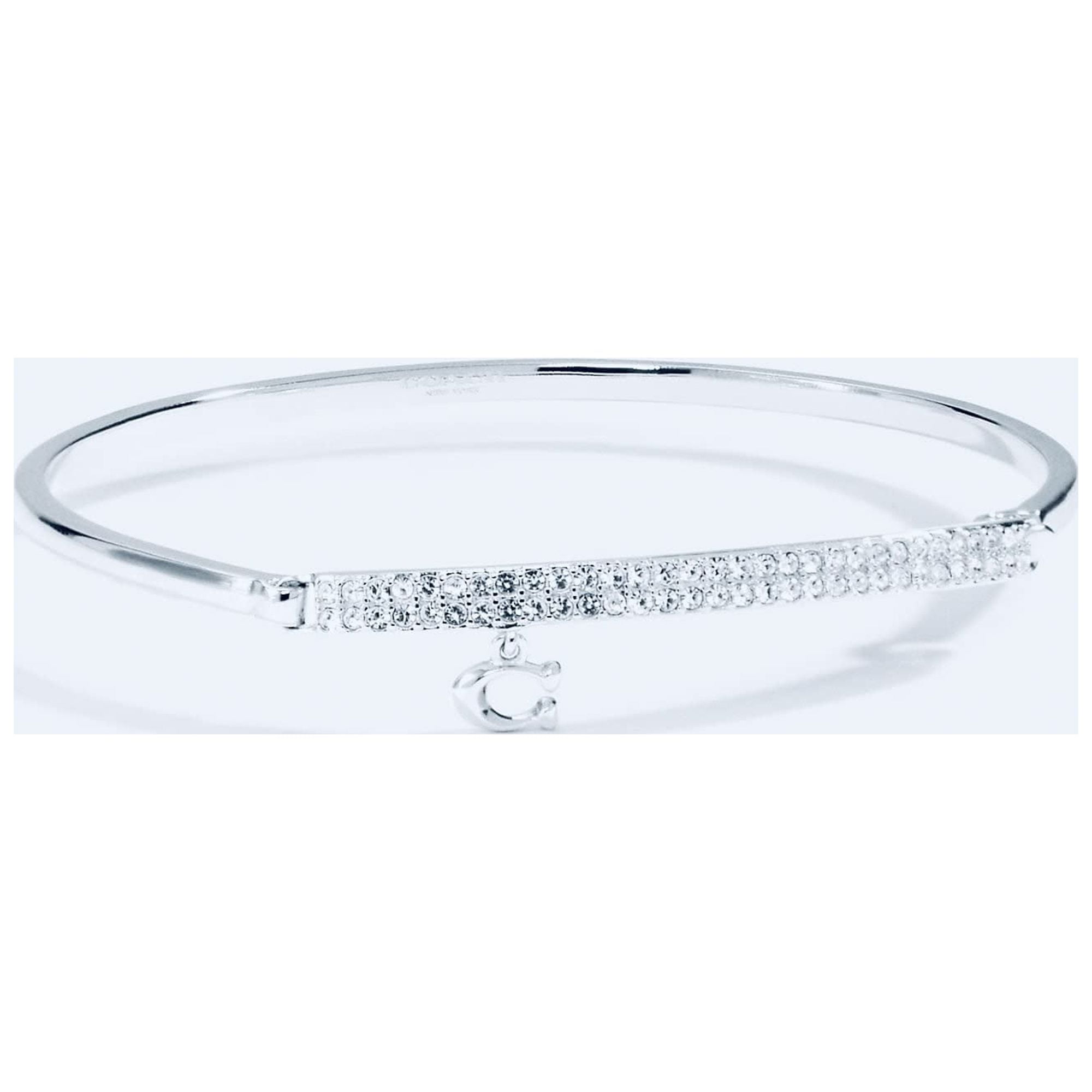 【セール】コーチ シグネチャー Pave Bar Hinged ブレスレット Coach Signature Pave Bar Hinged Bangle Bracelet, Silver