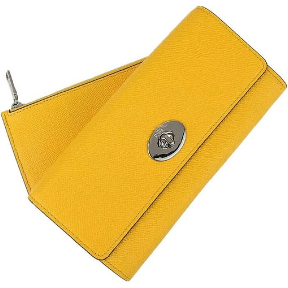 Coach Slim Envelope Wallet with Pop-up Pouch in Embossed Textured Leather, Yellow