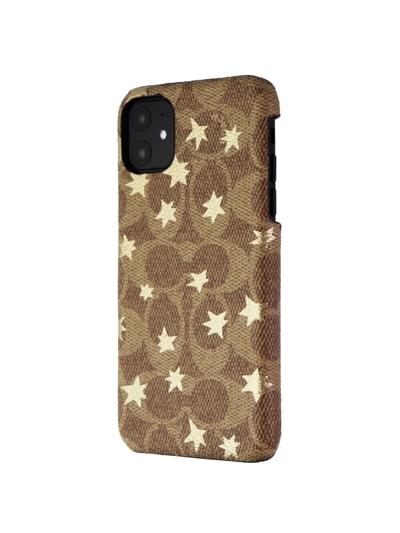 Pre-Owned Coach Slim Wrap Case for iPhone 11 Smartphones - Khaki / Gold Foil Stars